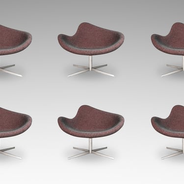 Set of Six (6) Postmodern Swivel-Base "K2" Magenta Chairs by Busk & Hertzog for Hightower, USA, c. 2000's 
