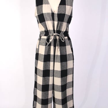 Ali Golden Raw Silk Checkered Jumpsuit