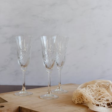 vintage French champagne flutes, set of four