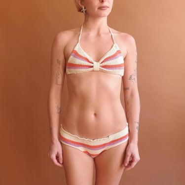 Vintage Striped Knit Bikini 