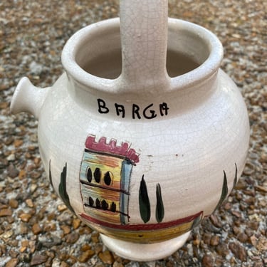 Italian Barga Water Jug Vessel  Hand Painted  Terracotta ~ Home Kitchen Decor, Made  in Italy~ Pottery water pitcher or Utensil Holder 