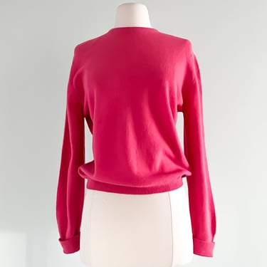 1950's Soft Lambswool Hot Pink Knit Pullover Sweater By Garland / Medium