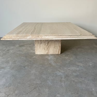 Stone International Italian Postmodern Travertine Marble Coffee Table 