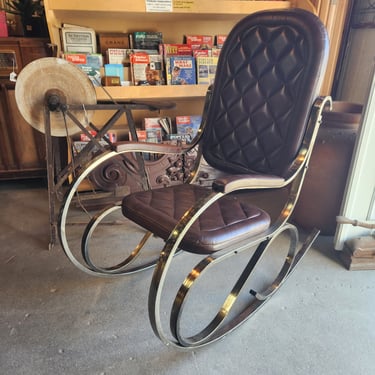MCM Chrome and Faux Leather Bentwood Rocking Chair 22.5 x 45 x 42