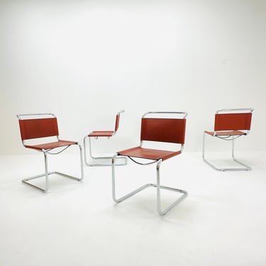 set of 4  Mid-Century Vintage S33 chair from Mart Stam Fasem Italy 1980s 