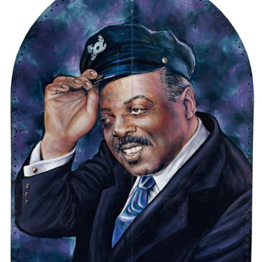 10' Foot Tall Oil on Canvas Portrait of Count Basie Light Up Folding Screen 