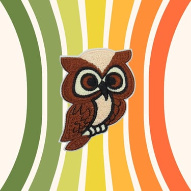 Retro Owl Patch - Cute Vintage Style 70s Patches - 1970s Boho Hippie Iron On - Crafting Projects Denim Jackets Hats Backpacks 