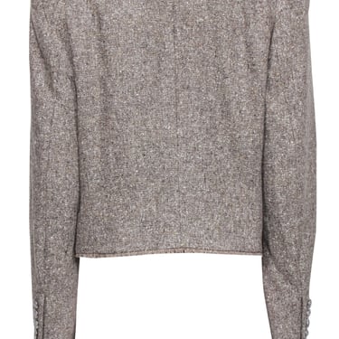 Veronica Beard - Grey & Silver Tweed Cropped Blazer w/ Rhinestone Embellishment Sz 16