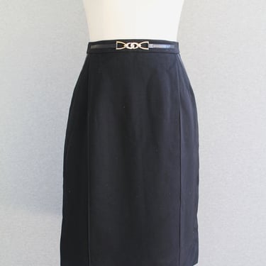 CELINE - Black - Wool Gaberdine - Lined - Skirt - 28" Waist - Marked Paris/French size 42 