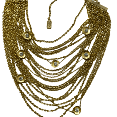 Stunning Designer KS Pairs Multi Gold Chain Bib Necklace