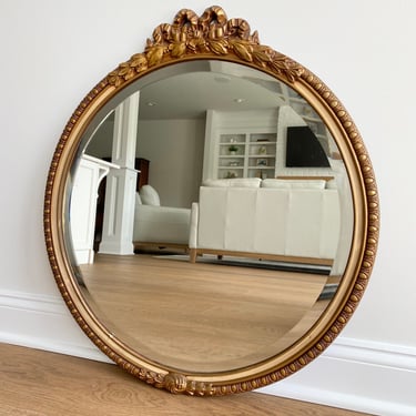 NEW - Vintage Round Gold Gilded Mirror, French Style Mirror, Solid Wood Frame, Gilt Mirror 