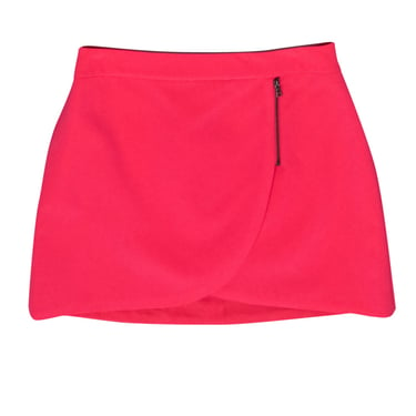 Alice & Olivia - Hot Pink Faux Wrap Miniskirt w/ Zipper Accents Sz 10