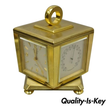 Tiffany & Co. Eight Day Brass Four Caster Revolving Small Desk Clock