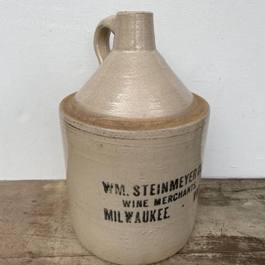 Antique Wine Jug, William Steinmeyer Wine Merchant, Milwaukee Wisconsin, Wine Lovers, Crock Jug 