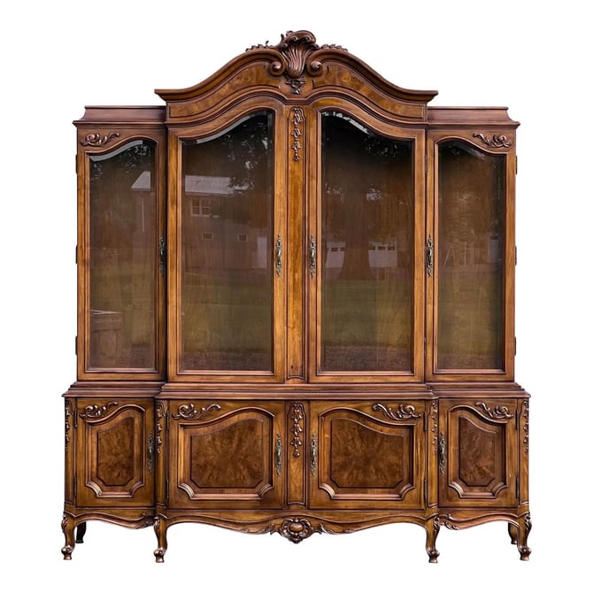 Karges Louis XV French Provincial Walnut Hutch 