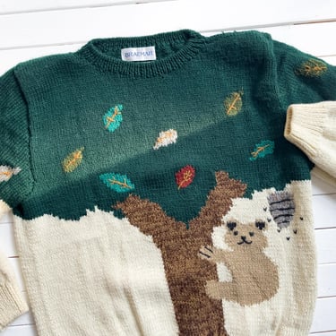 cottagecore sweater 80s 90s vintage Braemar teddy bear bee wool sweater 