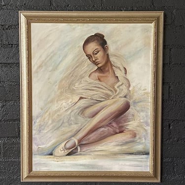 Signed Portrait Oil Painting of Ballerina, c.1980’s 