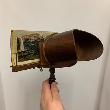 Antique Wooden Steroscope with 4 Slides 