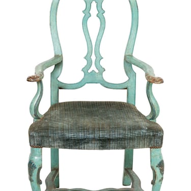 Venetian Blue Painted Arm Chair