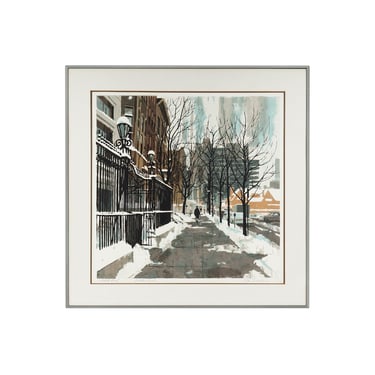 Dan Siculan Lithograph on Paper "Winter Rush" Print 