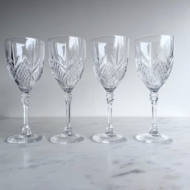 Vintage Cristal D'Arques-Durand Fontenay Lead Crystal Wine Glasses Set of 4 Small Wine Glasses Vintage Bar Stemmed Wine Glass Cordial Glass 