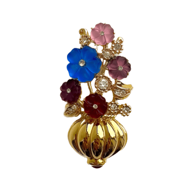 Rare Estate Trifari Glass Flower Brooch