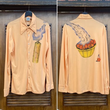Vintage 1970’s Whip Cream x Strawberry Pie Pop Art Disco Shirt, Vintage Clothing 