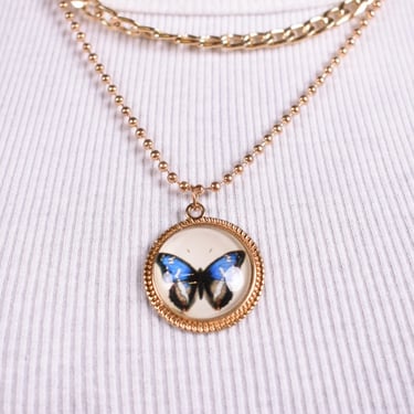 Gold-Tone Butterfly Double Chain Necklace