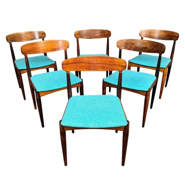 Set of 6 Vintage Danish Mid Century Modern Rosewood Dining Chairs by Johannes Andersen 