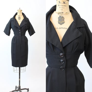 1950s JUNIOR ACCENT wool wiggle dress xs | new fall winter 