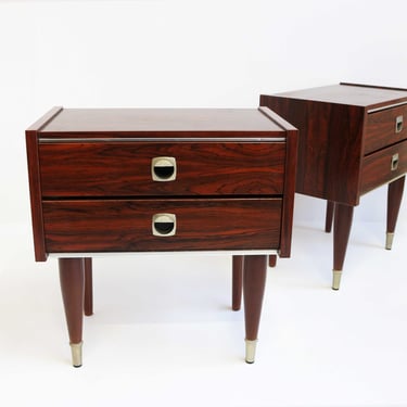 Couple of midcentury modern Scandinavian pair of 60s nightstands Veneered Drawer Nightstand Danish bedside table additional side table retro 