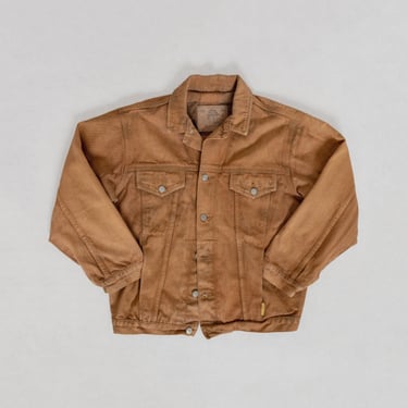 FLANNEL LINED DENIM jacket jean coat brown acid wash vintage / Small Medium 