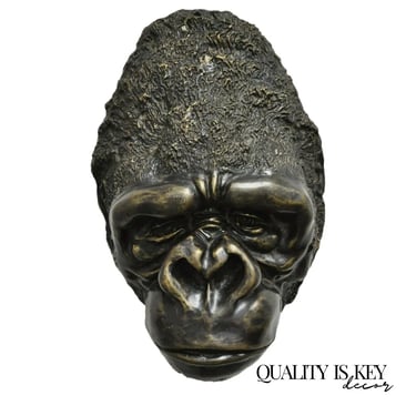 Large Cast Bronze 20&quot; Gorilla Head Wall Sculpture Statue Wildlife Collector B