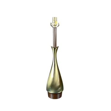 1960s Mid-Century Modern Laurel Imo Tony Paul Westwood Teardrop Brass Walnut Table Lamp 