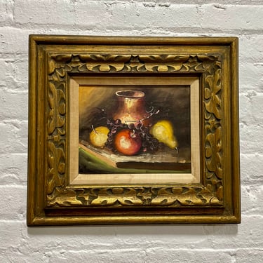 FRAMED Vintage Still Life Fruit ARTWORK Wall Hanging 