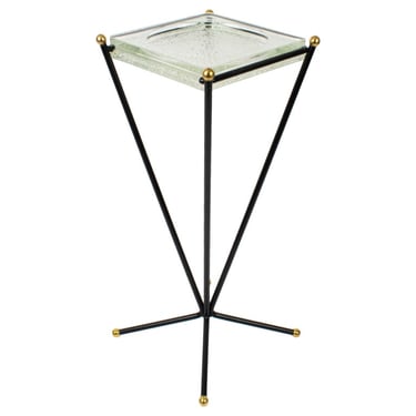 Jacques Adnet Mid-Century Brass and Glass Vide Poche Side Table, 1950s