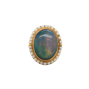 Vintage Opal Triplet & Seed Pearl Ring