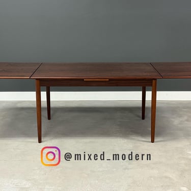 Refinished Danish Modern 96” Rosewood Draw Leaf Dining Table 