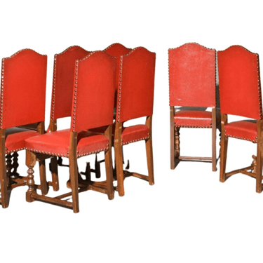 Dining Chairs, Leather, Red, 6 or 7, Upholstered Dining Chairs, Vintage!!