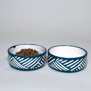 Medium Dog Bowl - Midnight Cyan