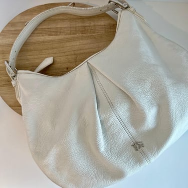 Burberry White Genuine Leather Malika Slouchy Hobo Large Shoulder Bag 