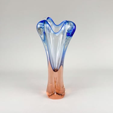 Vintage Art Glass Vase by Glass Designer Josef Hospodka, 1960's / Vintage Vase / Czechoslovakia 