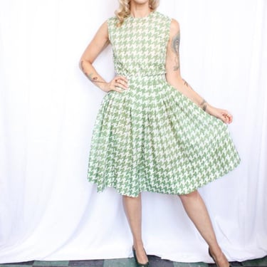 1960s Jerry Gilden Houndstooth Dress - Small 