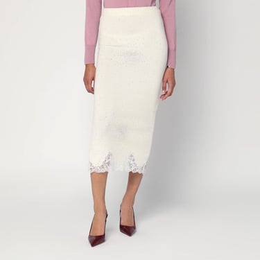 Giuseppe Di Morabito Gonna White Tube With Lace And Rhinestones Women