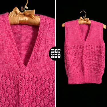 Pretty Vintage 60s 70s Dark Pink Sweater Vest 