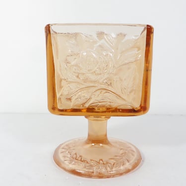 Vintage Tiara Indiana Glass Pink Cabbage Rose Cigarette, Card orToothpick Holder 