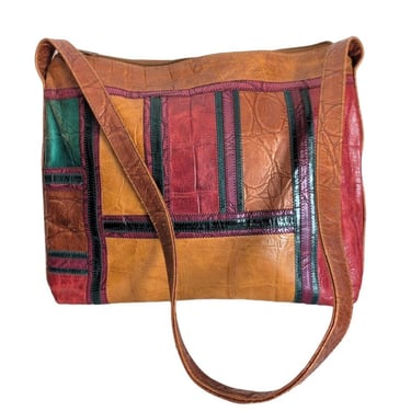 80s Colorblock Leather Shoulder Bag Carlos Falchi 