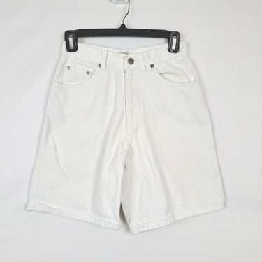 Vintage 80s White Sasson High Rise Denim Shorts, Size 26 Waist 