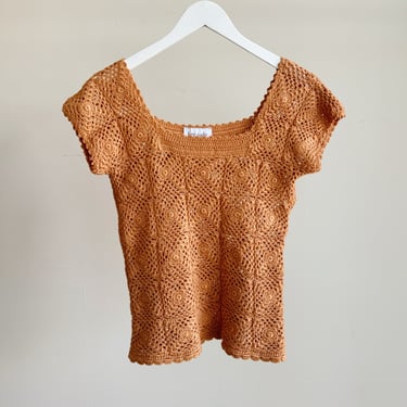 Papaya Crochet Knit Top