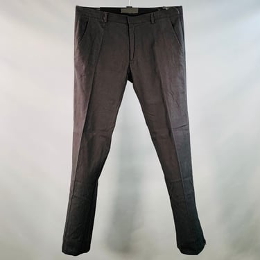 NICOLO CESCHI BERRINI Size 32 Black Linen Cotton Flat Front Casual Pants